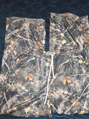 COOLA Camouflage Print Track Pants with Leaf Accents - Brown, Green, Black